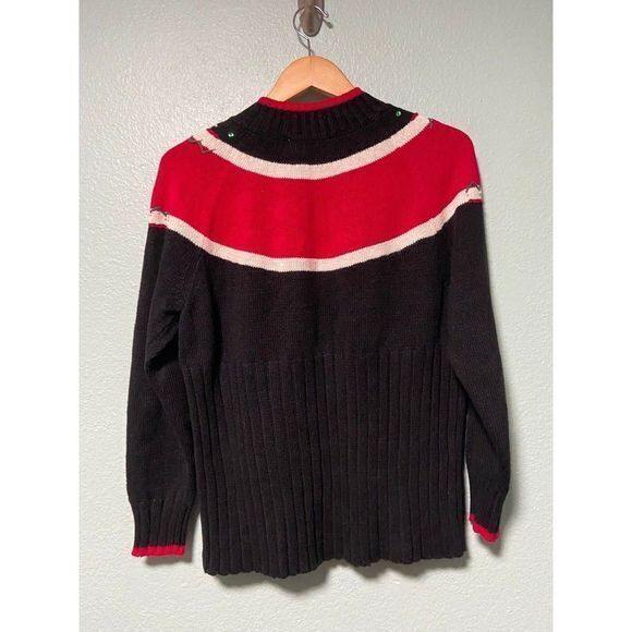 Vintage Tiara International Women’s Red and Black Christmas Sweater - Picture 2 of 8